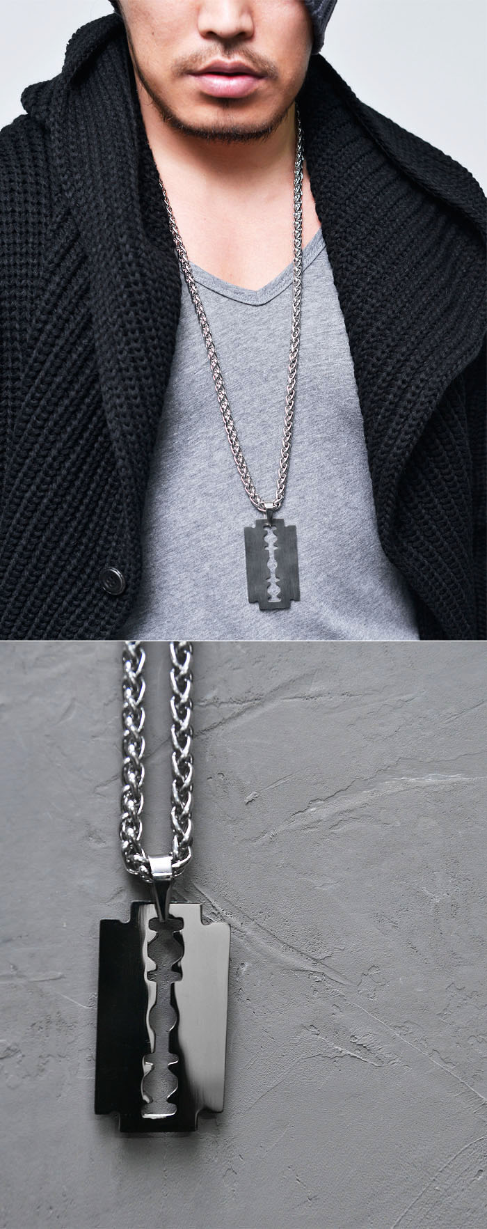 Accessories Necklaces Stainless Oversized Swag Razor Long Chain